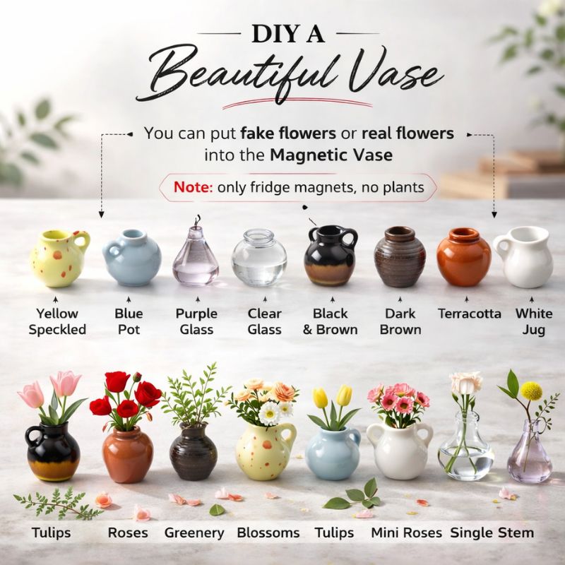 Vaso™ Mini Ceramic Vase Fridge Magnets (Set of 8)