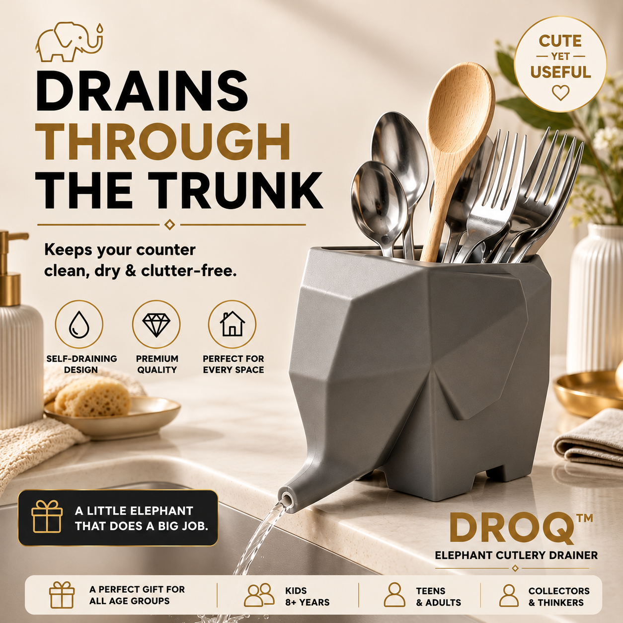 DROQ™ | Elephant Cutlery Drainer